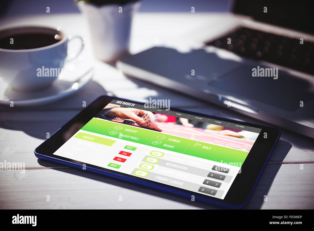 Composite image of gambling app screen Stock Photo