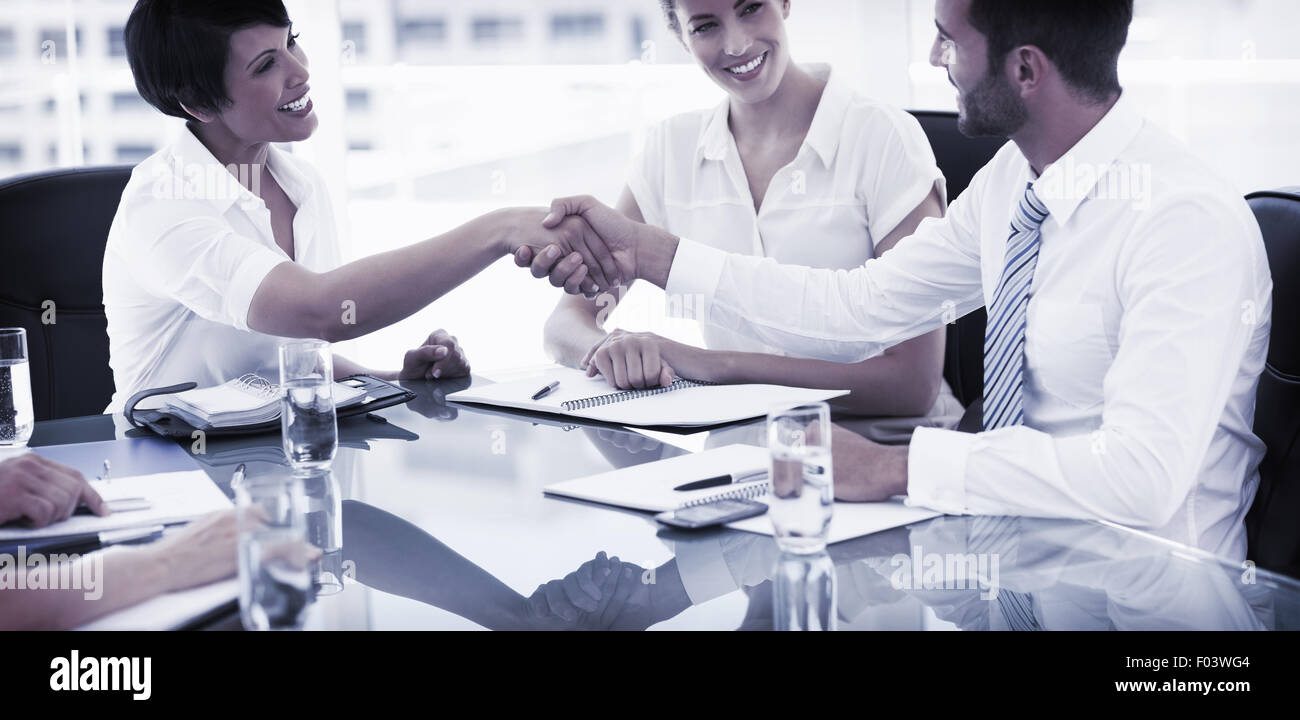 Executives shaking hands after a business meeting Stock Photo