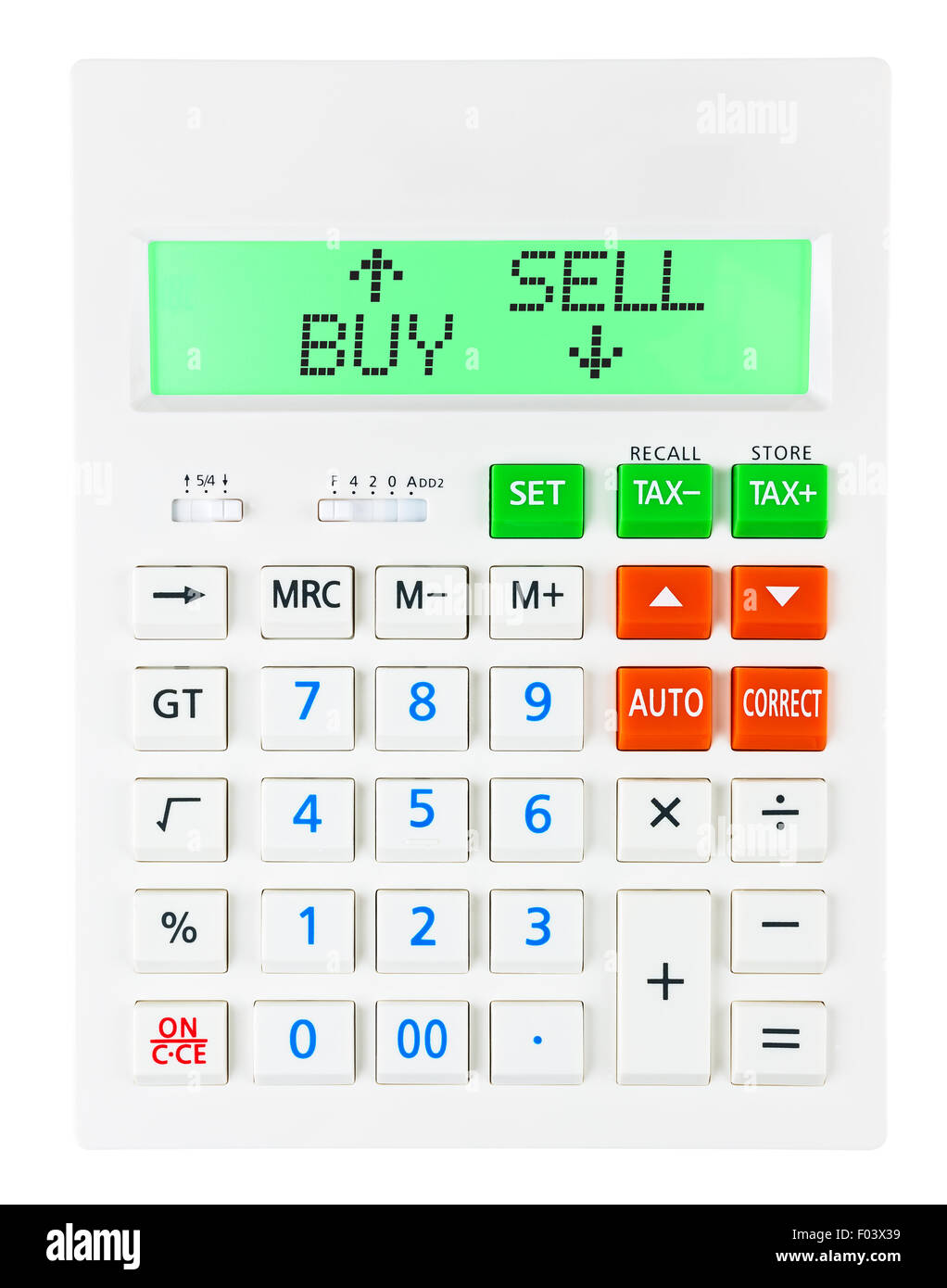 Calculator with BUY SELL Stock Photo