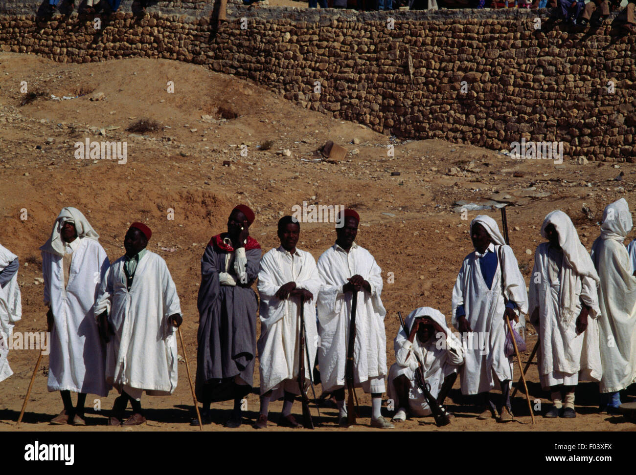 Men in traditional clothes, Matmata Berber festival, Tunisia. Stock Photo