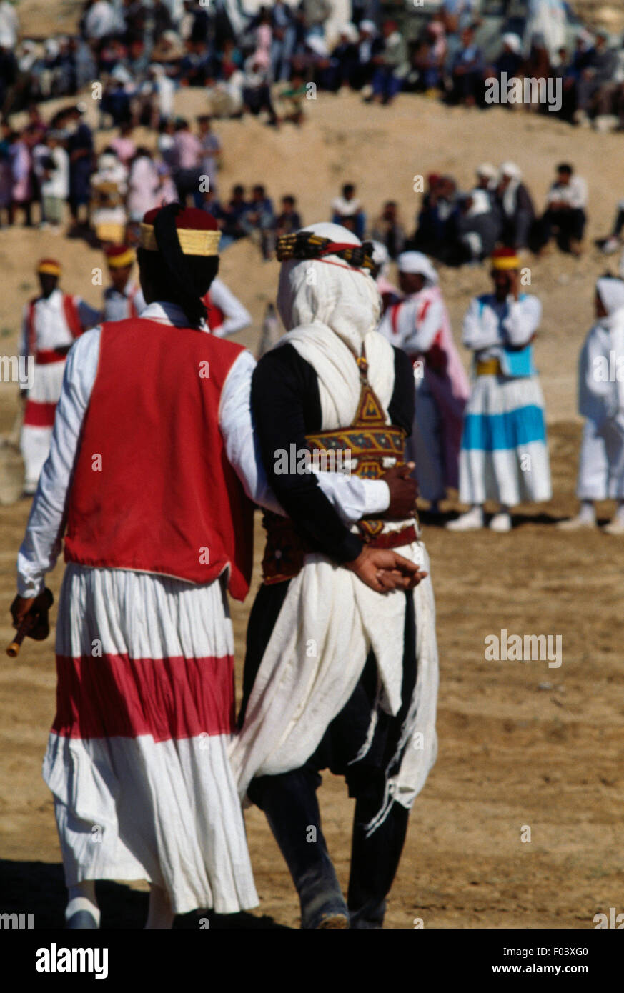 Man and woman in traditional clothes, Matmata Berber festival, Tunisia. Stock Photo