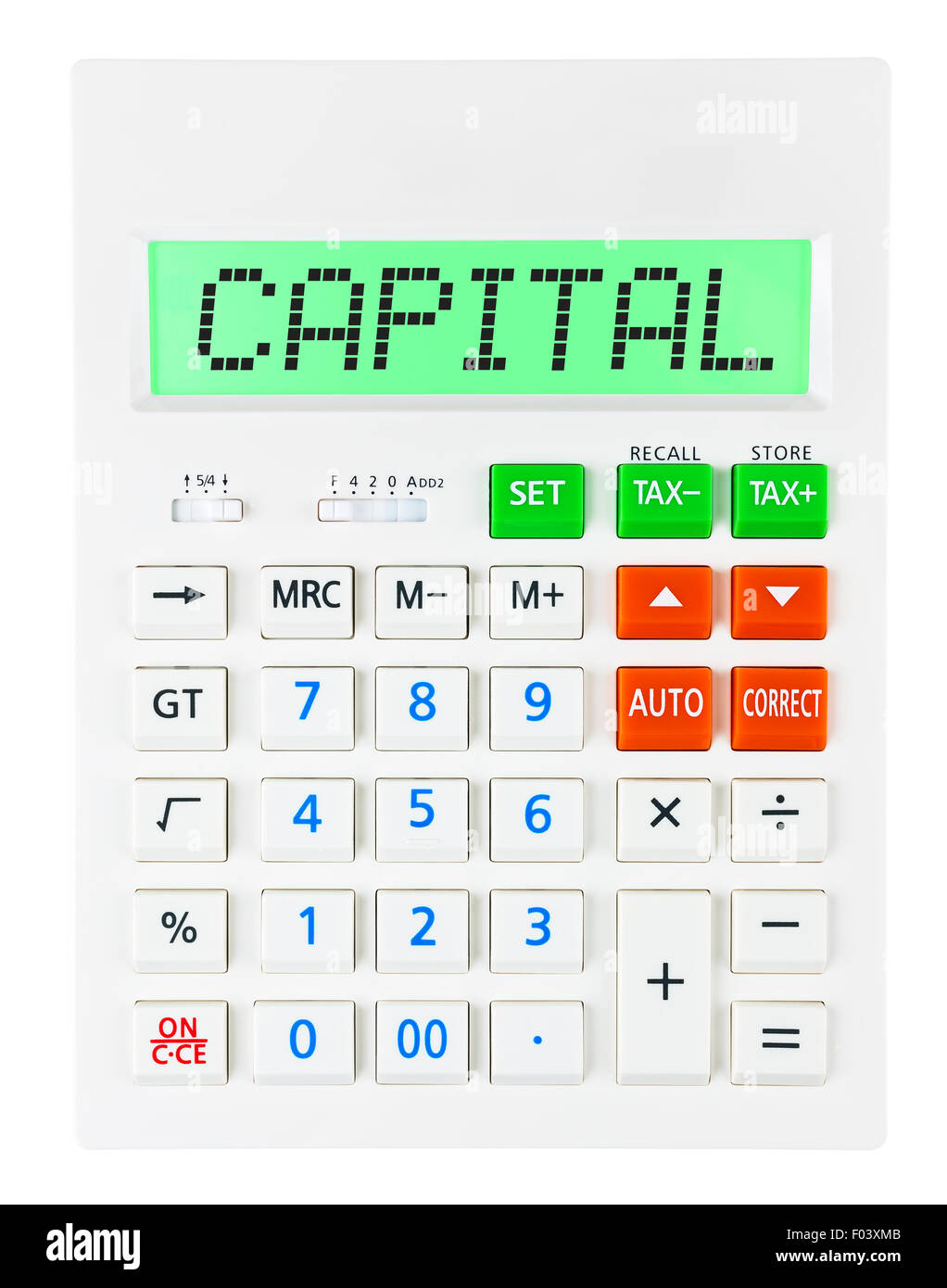 Calculator with CAPITAL Stock Photo Alamy