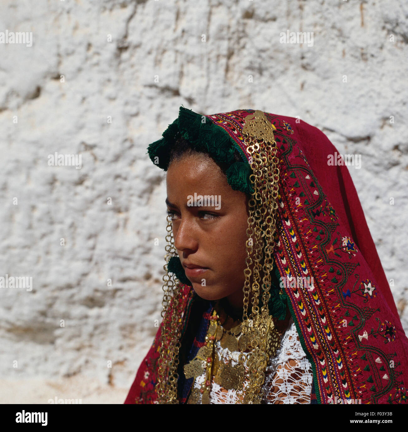 Berber girl in traditional clothes, Matmata, Tunisia. Stock Photo