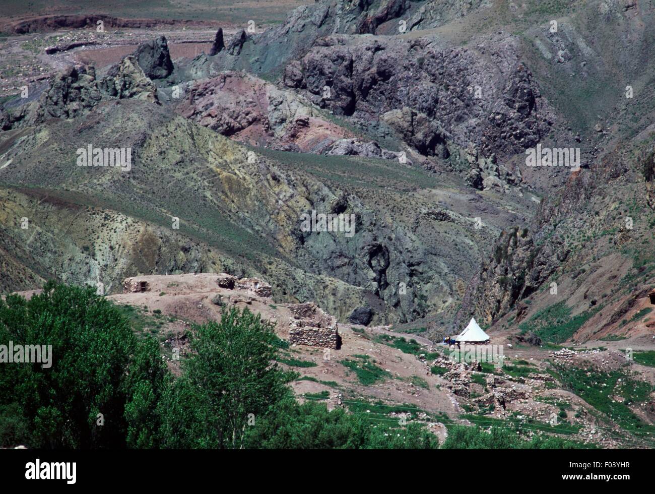 Nomad tent near Ishak Pasha Palace, Agri Province, Turkey. Stock Photo