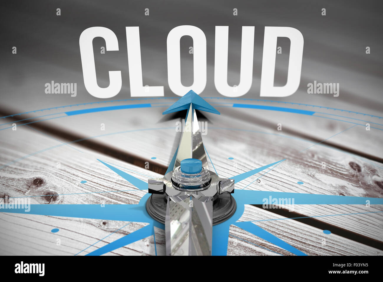 Cloud against digitally generated grey wooden planks Stock Photo