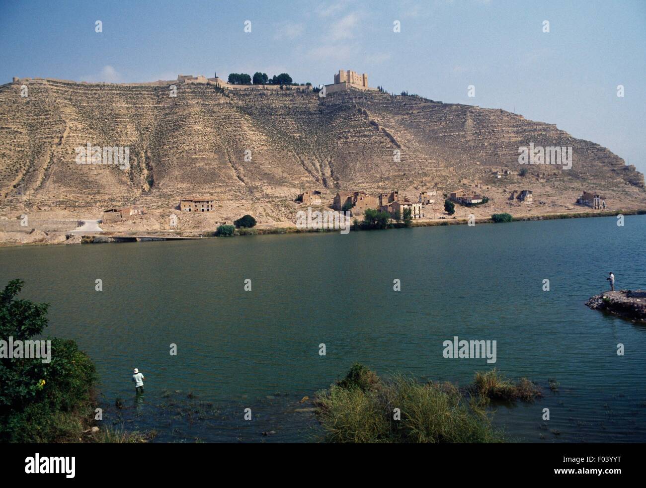 Artificial lake formed when the Ebro river was dammed, Mequinenza, Aragon, Spain. Stock Photo