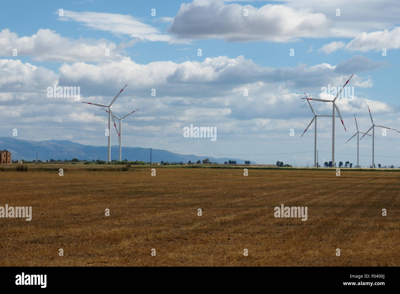 Wind turbines on agricultural land Stock Photo Alamy