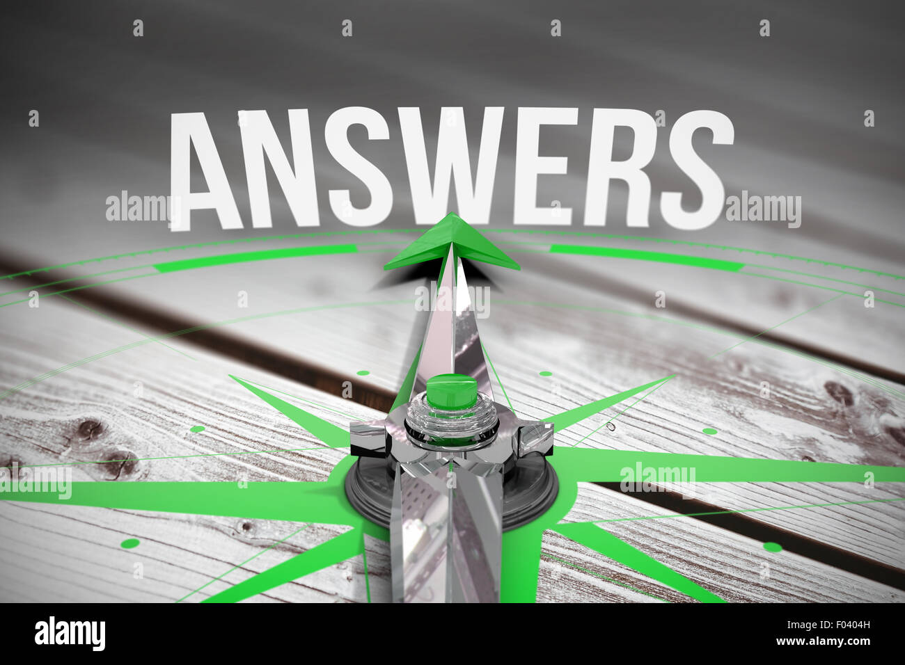 Answers against digitally generated grey wooden planks Stock Photo