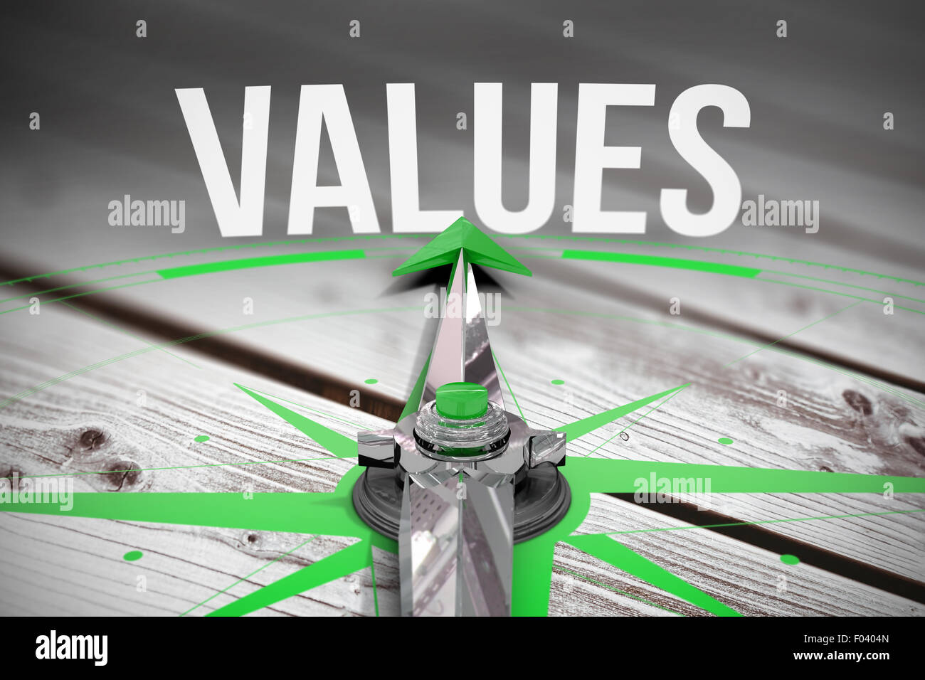 Values against digitally generated grey wooden planks Stock Photo