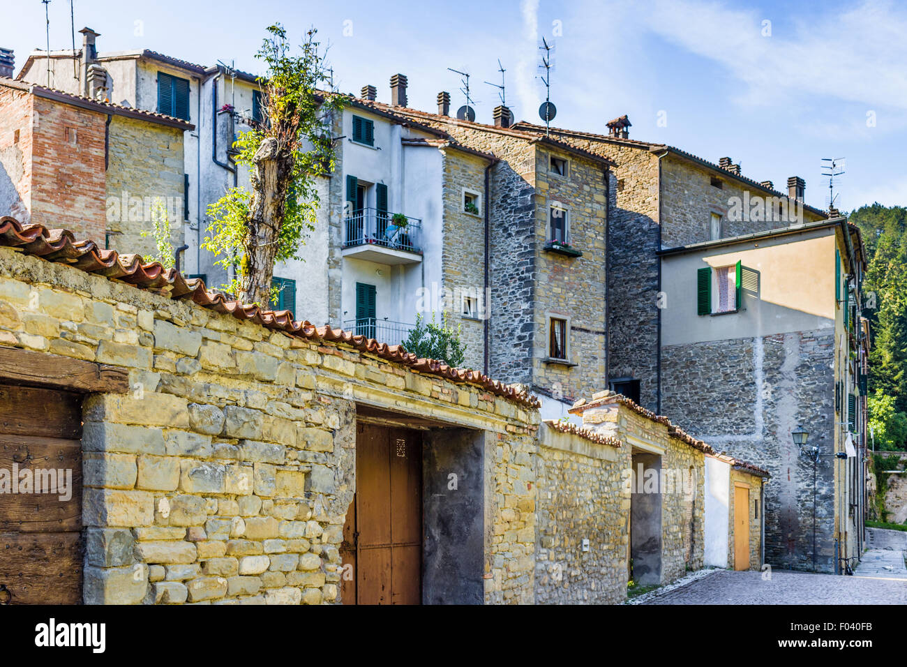back in time and far from stress following the streets of a typical small hill village in the countryside of Romagna in northern Italy Stock Photo