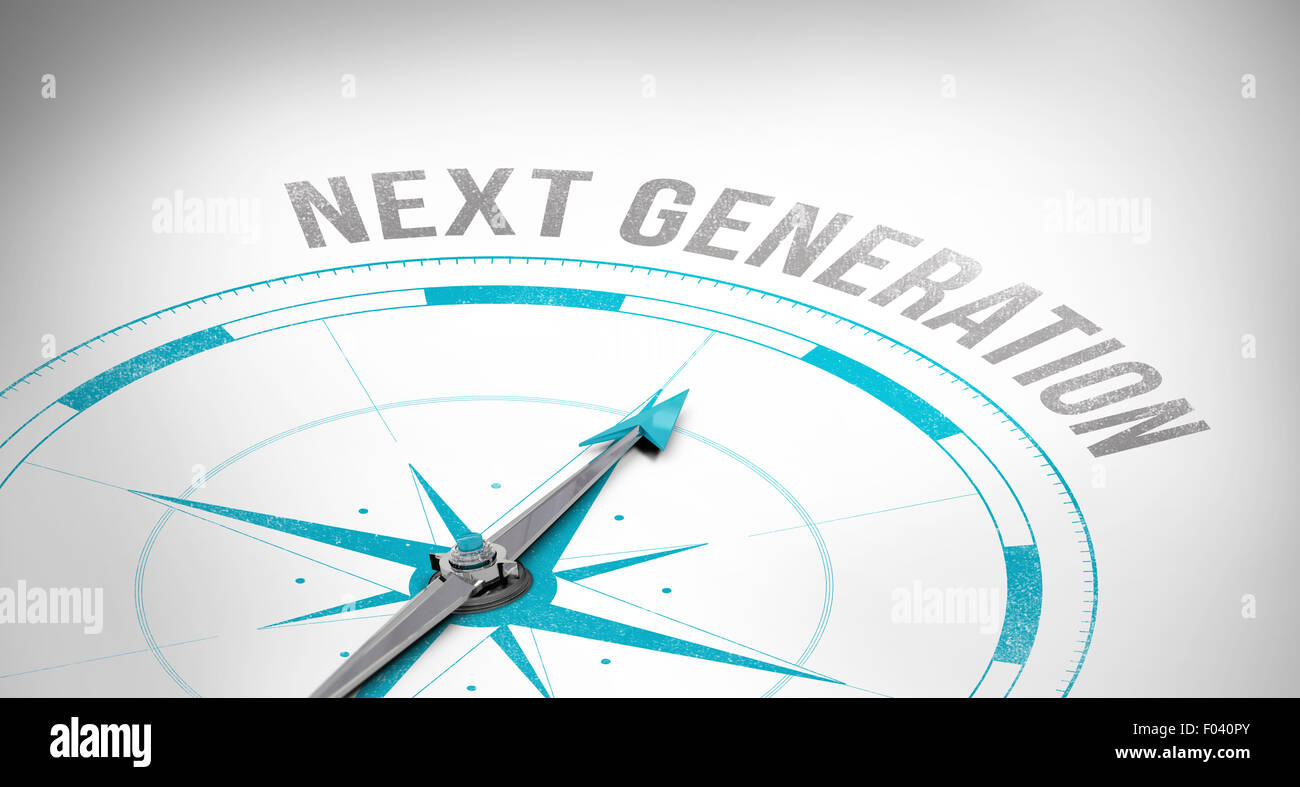 Next generation against compass Stock Photo