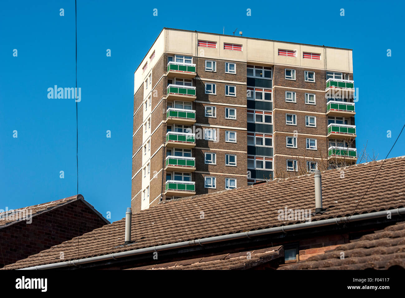 High rise flats in an English city. Stock Photo