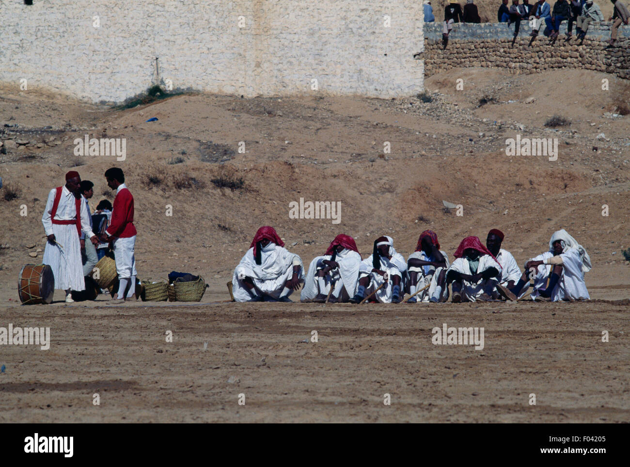 Men in traditional clothes, Matmata Berber festival, Tunisia. Stock Photo