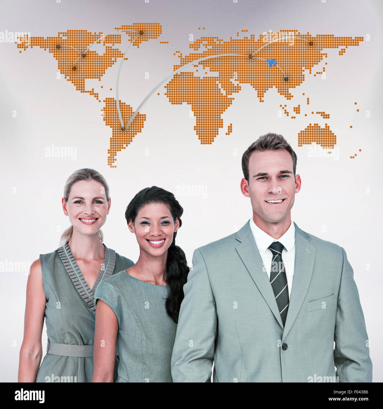 Composite image of happy business team smiling at camera Stock Photo ...