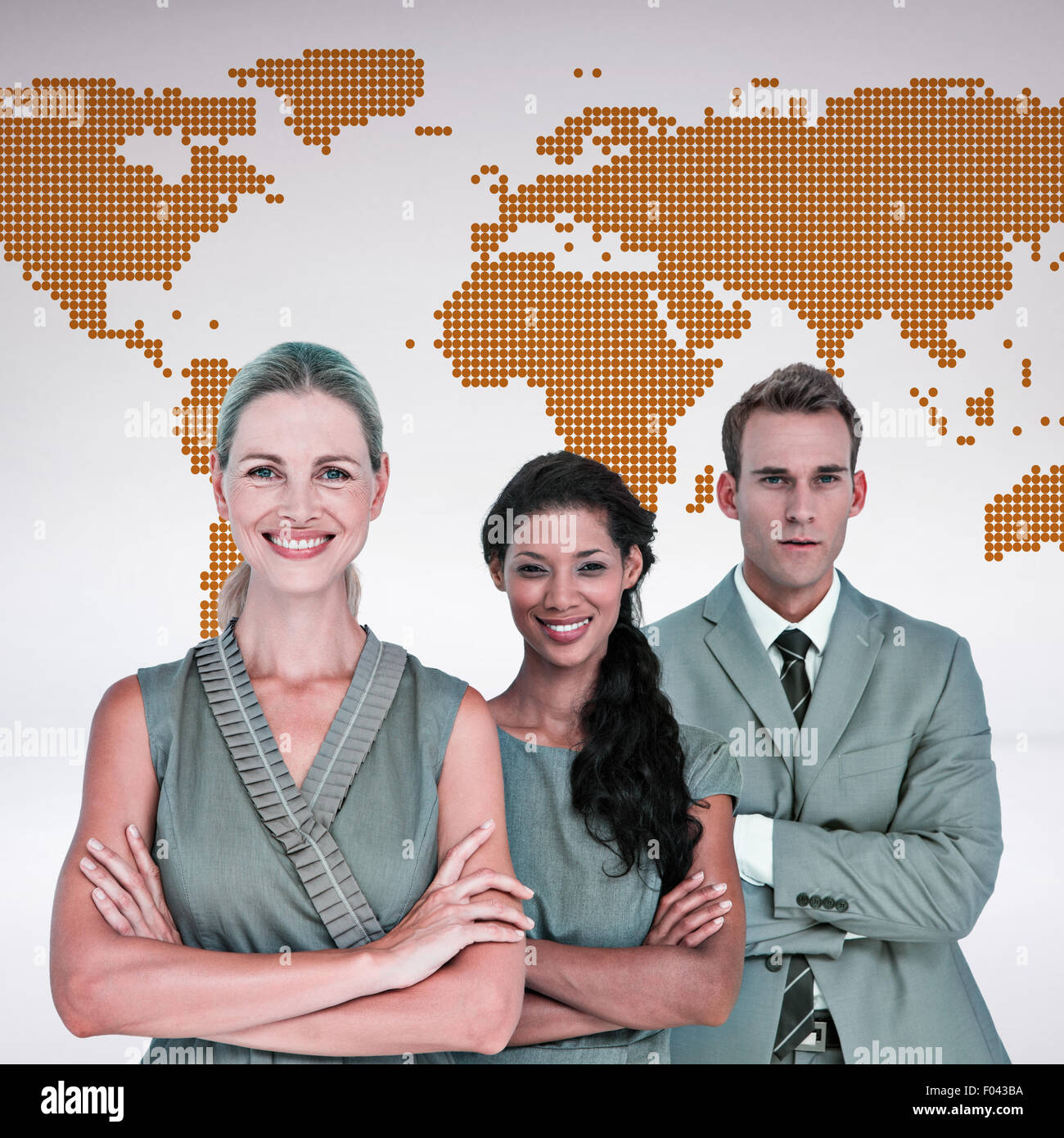 Composite image of happy business team smiling at camera Stock Photo ...