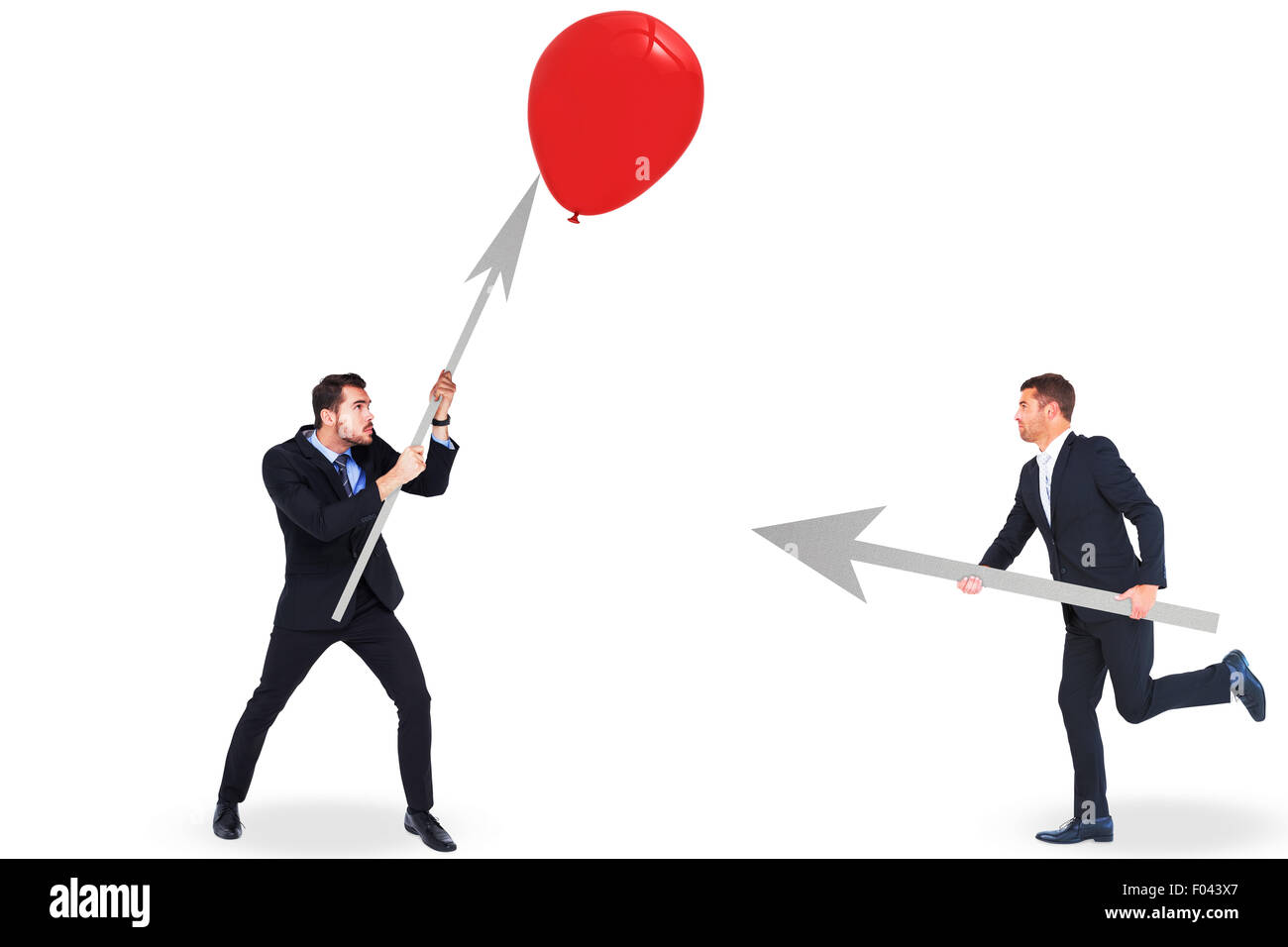 Businessmen atttacking with arrow icons Stock Photo