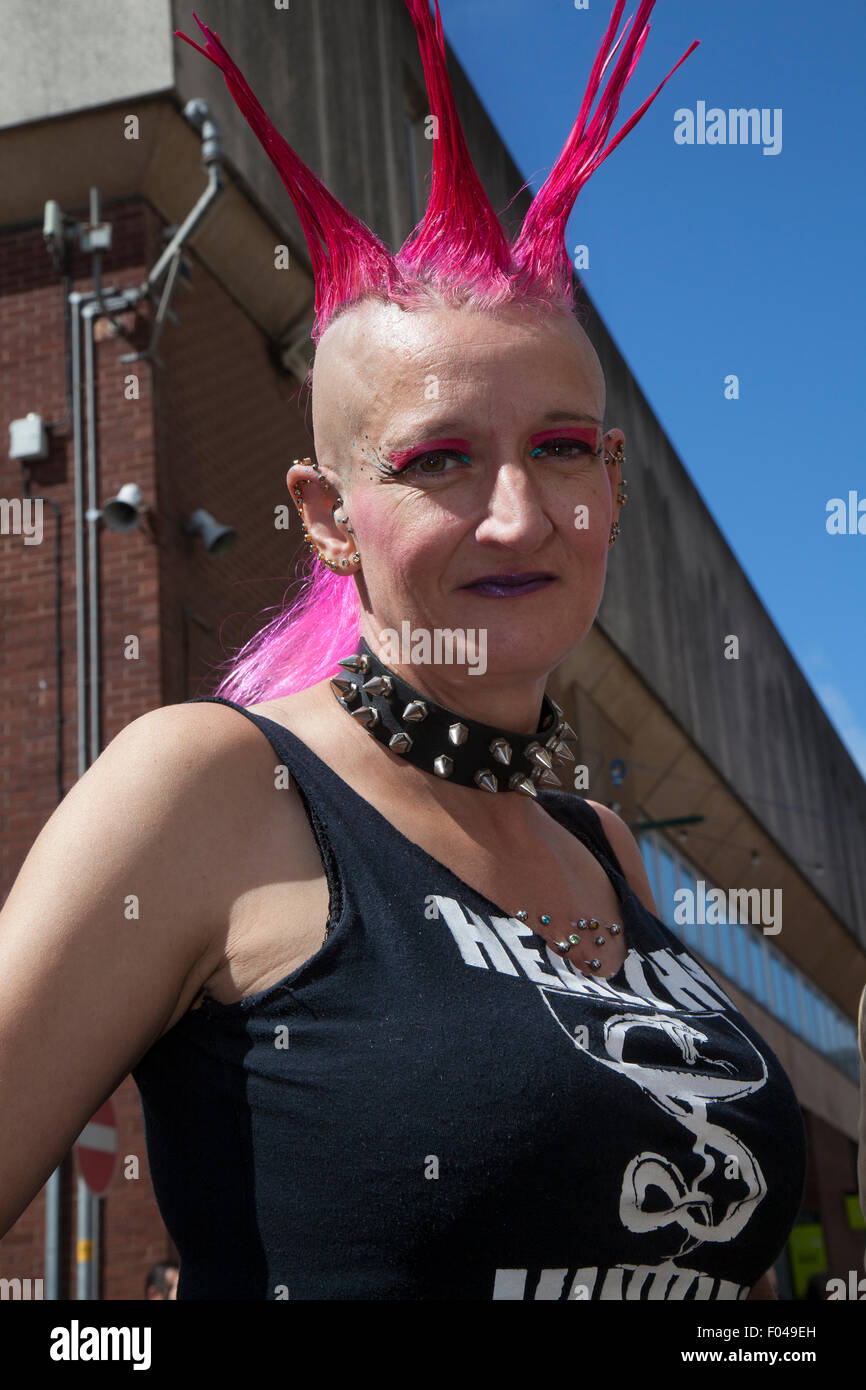 Punks with mohican  dyed mohican  hairstyle at Blackpool 