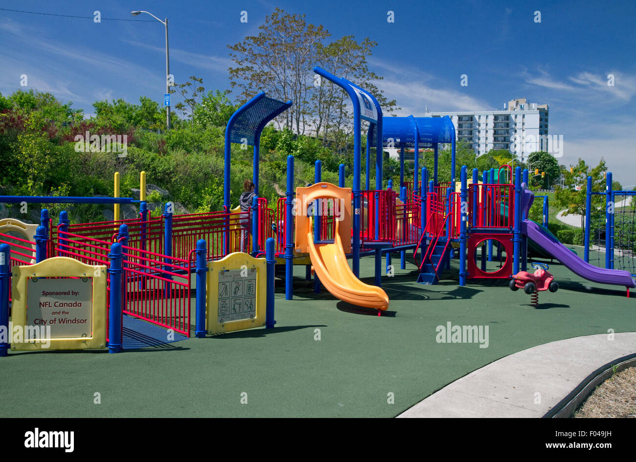Plastic playground equipment at Windsor, Ontario, Canada. Stock Photo