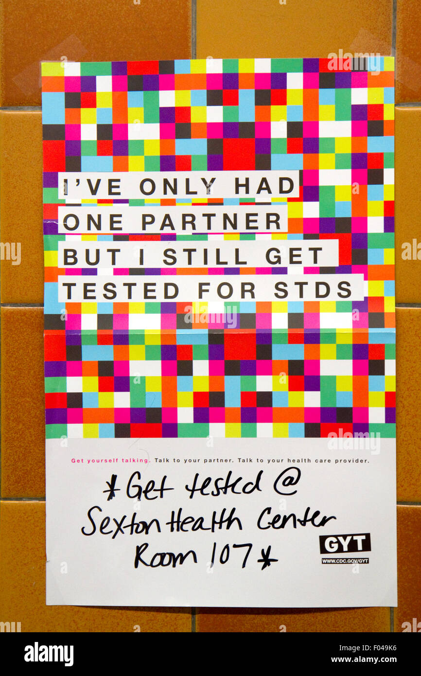 Flyer for the Get Yourself Tested Campaign for STD awareness resources posted at J.W. Sexton High School in Lansing, Michigan, U Stock Photo