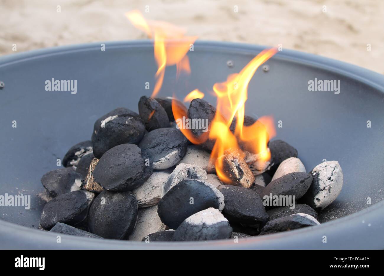 Coal fuelled fire pit Stock Photo Alamy