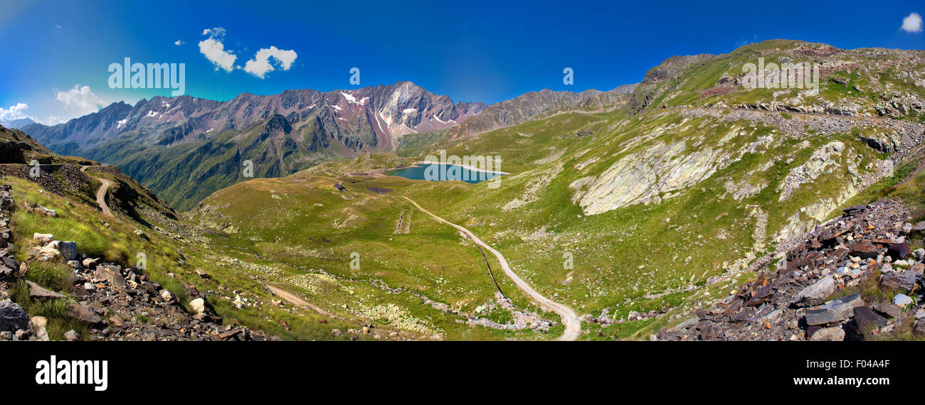 Stelvio National Park, Gavia Pass, Valfurva, Alps, Italy - The Black Lake Stock Photo