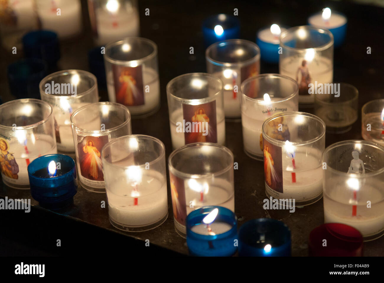 Candles in Rocamadour, Lot,  Midi-Pyrenees, France Stock Photo