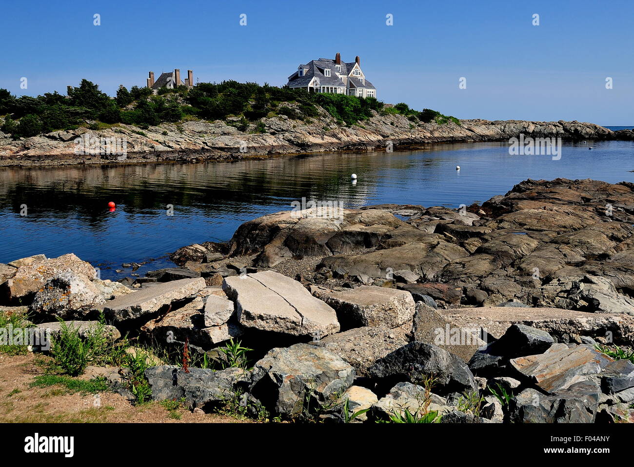 Newport, Rhode Island Rocky shorelines line a tranquil inlet with