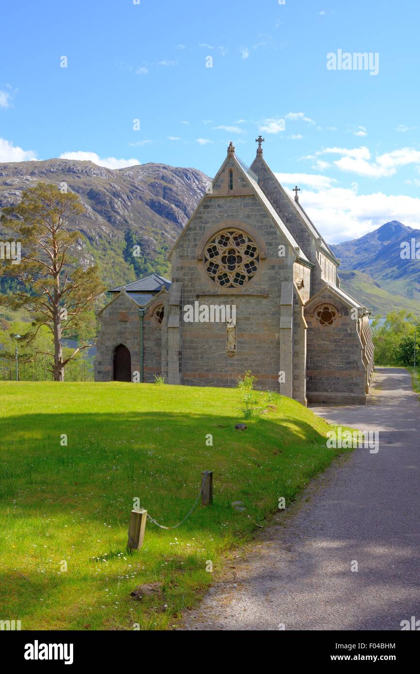 Church of St Mary and St Finnan on Loch Shiel, Glenfinnan, Scotland. Stock Photo
