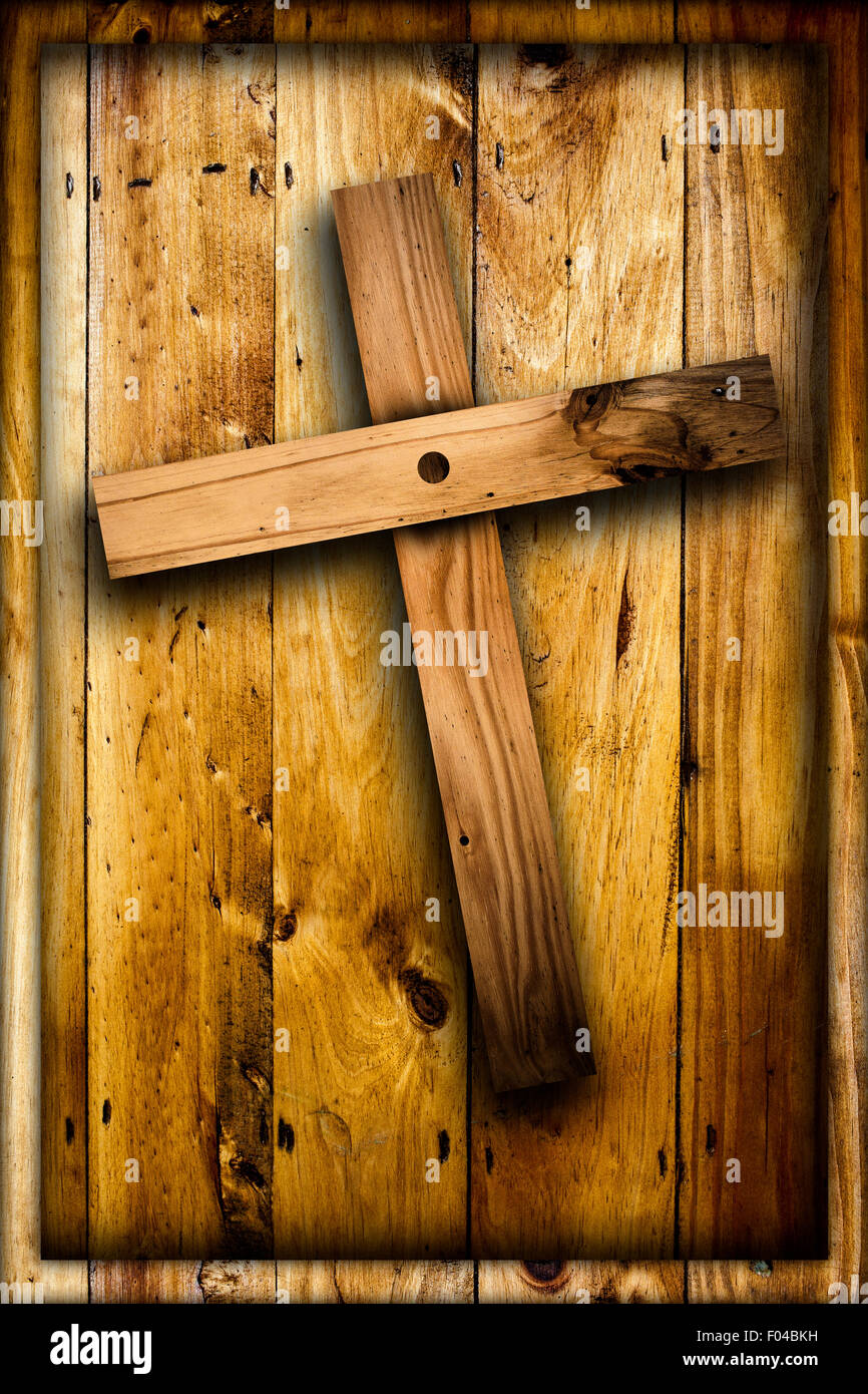 Cross on wooden background Stock Photo - Alamy