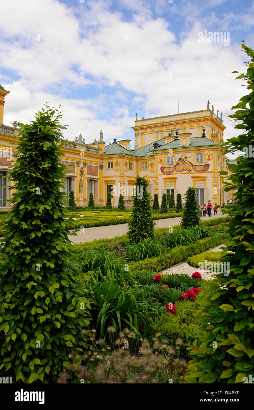 Wilanow Palace gardens, 17th century baroque residence in Warsaw, Poland Stock Photo