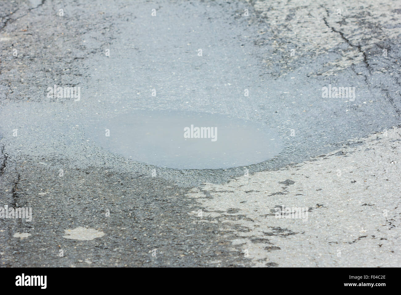 Very bad quality road with potholes and puddles Stock Photo Alamy