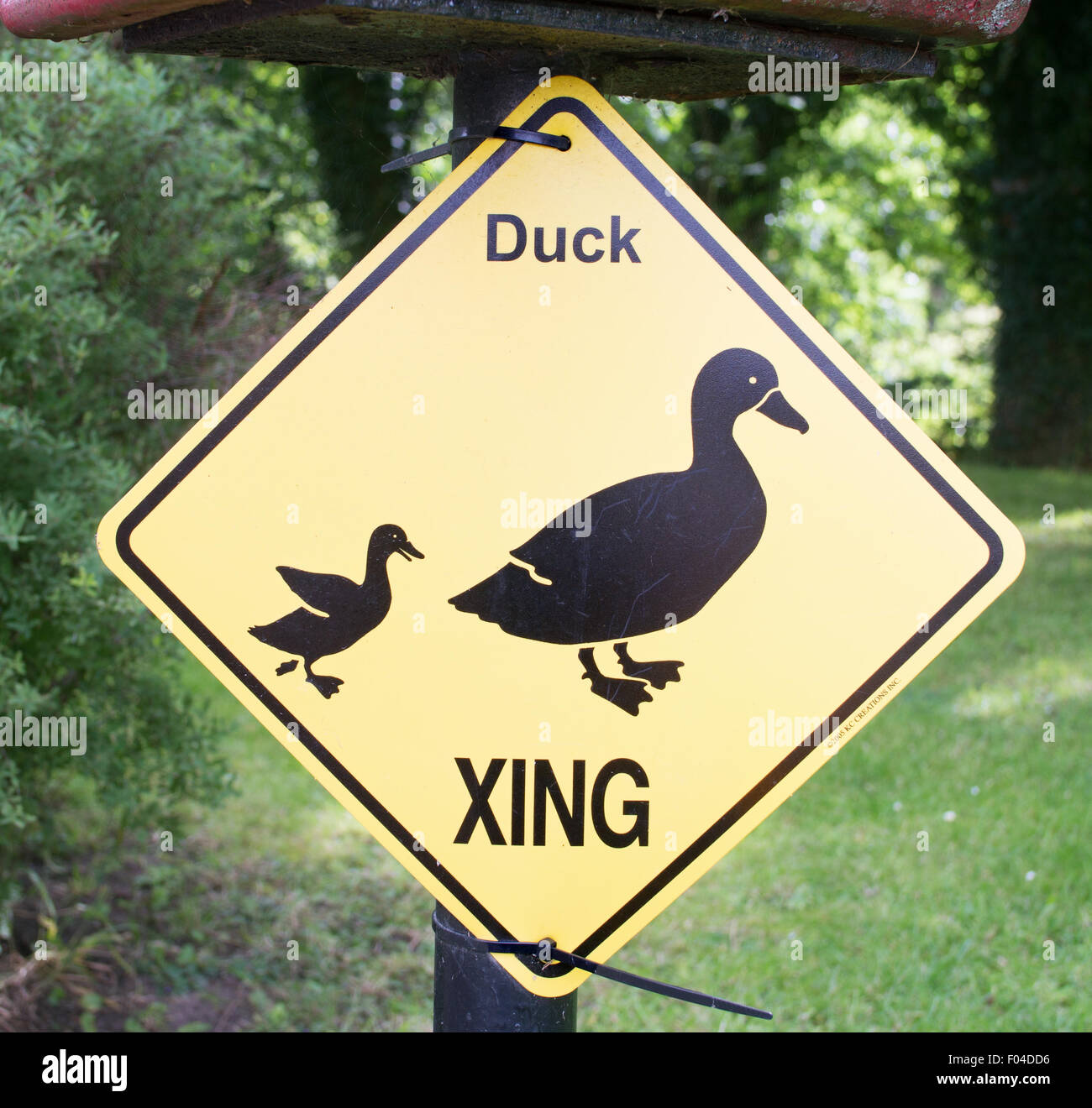 Duck crossing sign Ilam, Staffordshire, England, UK Stock Photo