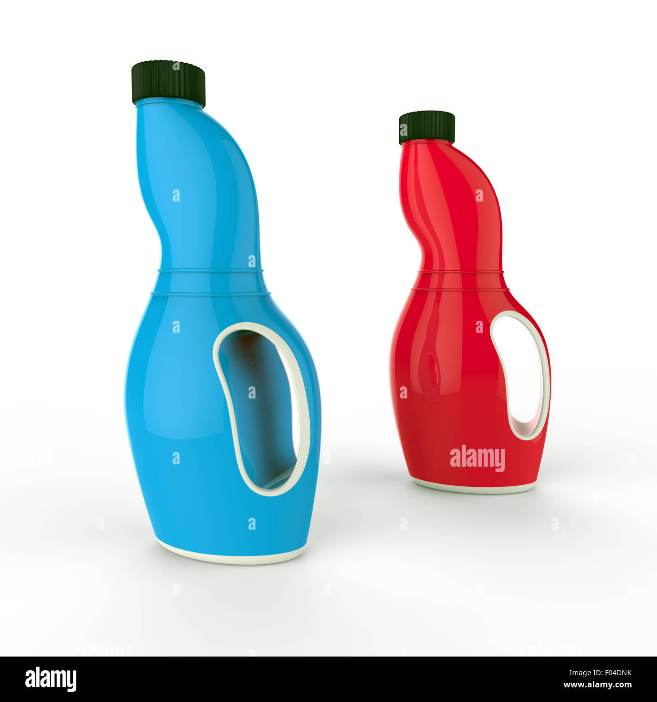 Colored plastic bottles on white background Stock Photo - Alamy