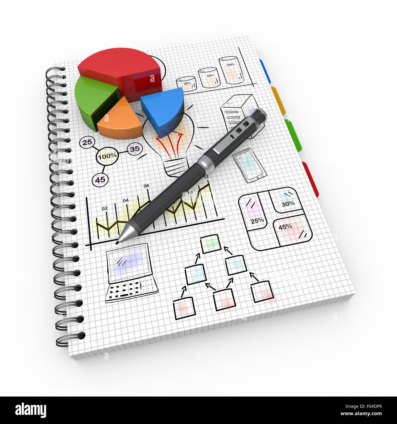 Ideas concept illustration design over a notebook Stock Photo