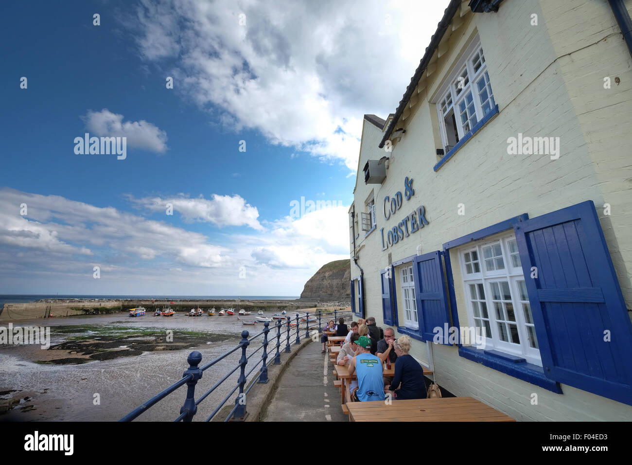 the Cod and Lobster Pub in the fishing village of Staithes in Yorkshire, UK Stock Photo