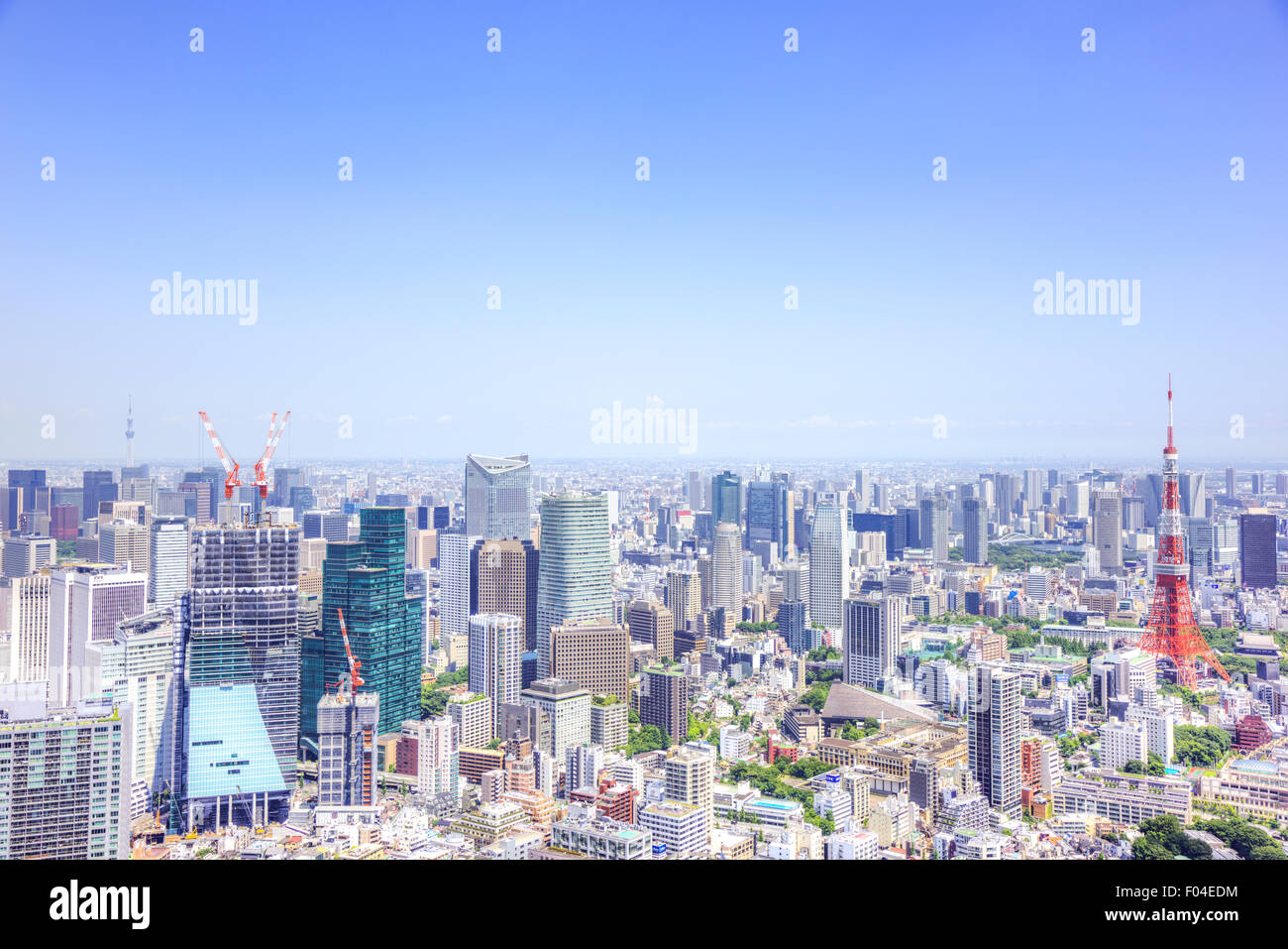 Tokyo Tower and Tokyo Skytree,view from Roppongi Hills observatory Sky ...