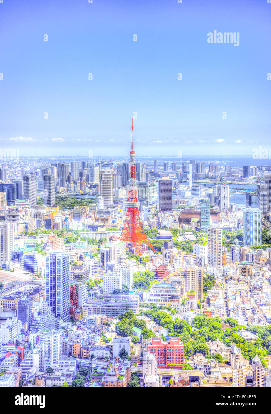 Tokyo Tower,view from Roppongi Hills observatory Sky Deck, Minato-Ku,Tokyo,Japan Stock Photo