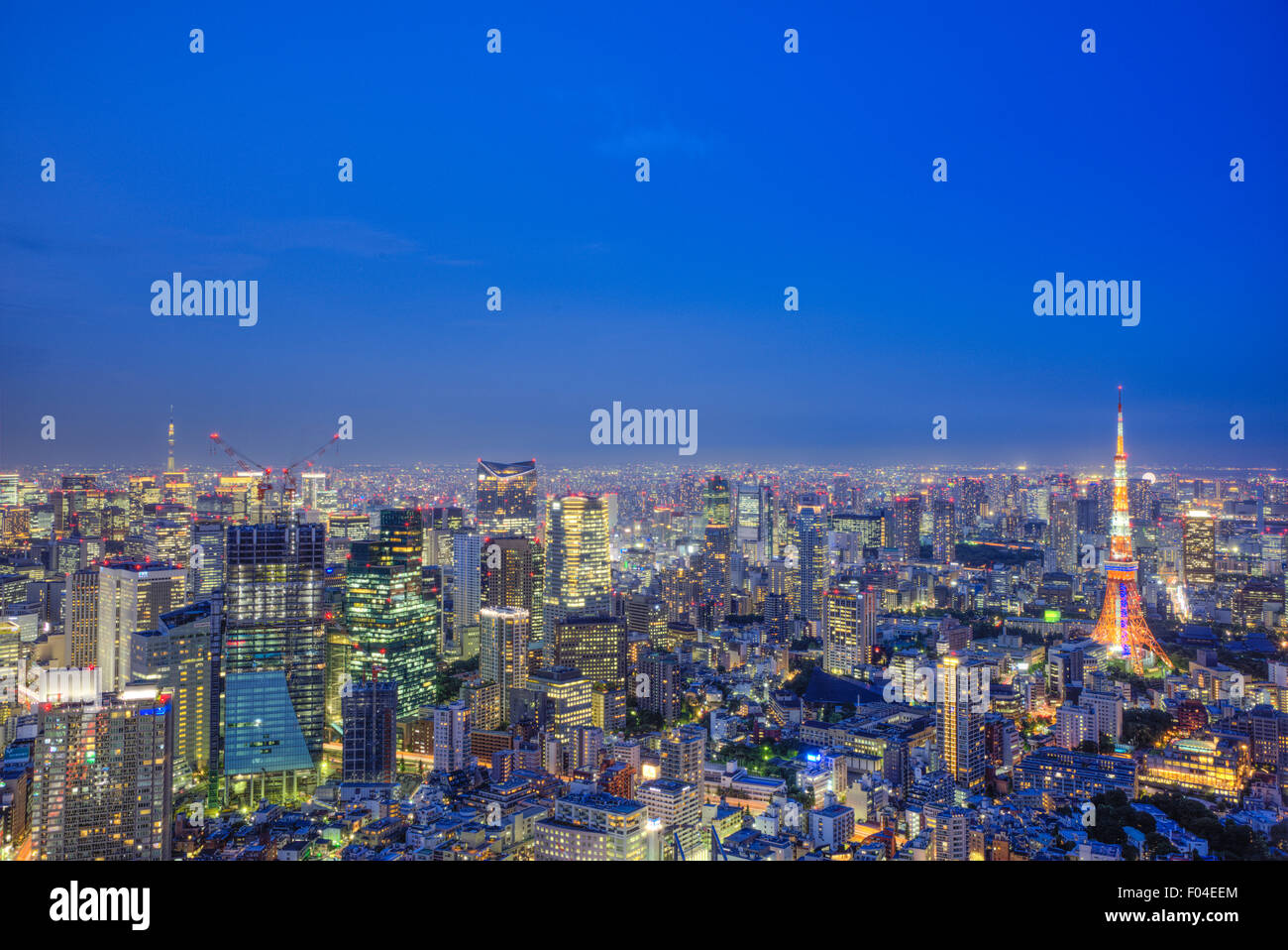 Tokyo Tower and Tokyo Skytree,view from Roppongi Hills observatory, Minato-Ku,Tokyo,Japan Stock Photo