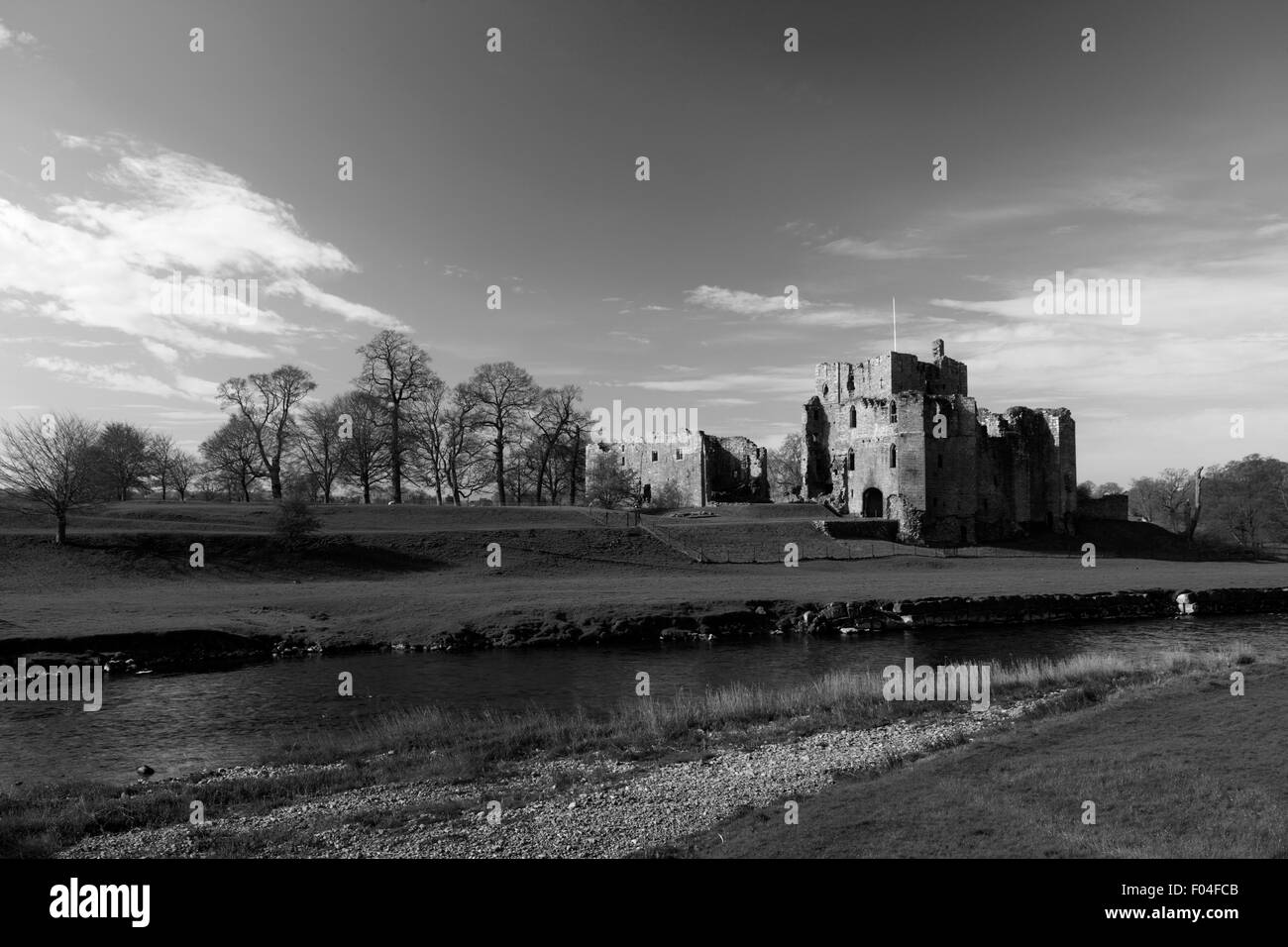 The ruins of Brougham Castle, river Eamont, English Heritage, Penrith town, Cumbria County