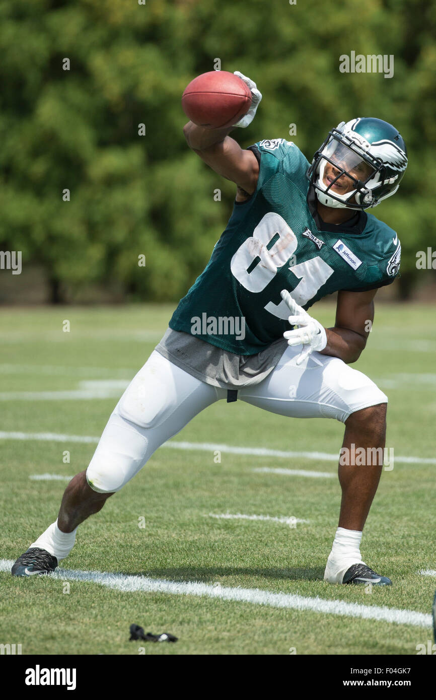 Aug. 6, 2015: Philadelphia Eagles wide receiver Jordan Matthews (81) tries to make a one handed catch during training camp at the NovaCare Complex in Philadelphia, Pennsylvania. Christopher Szagola/CSM Stock Photo