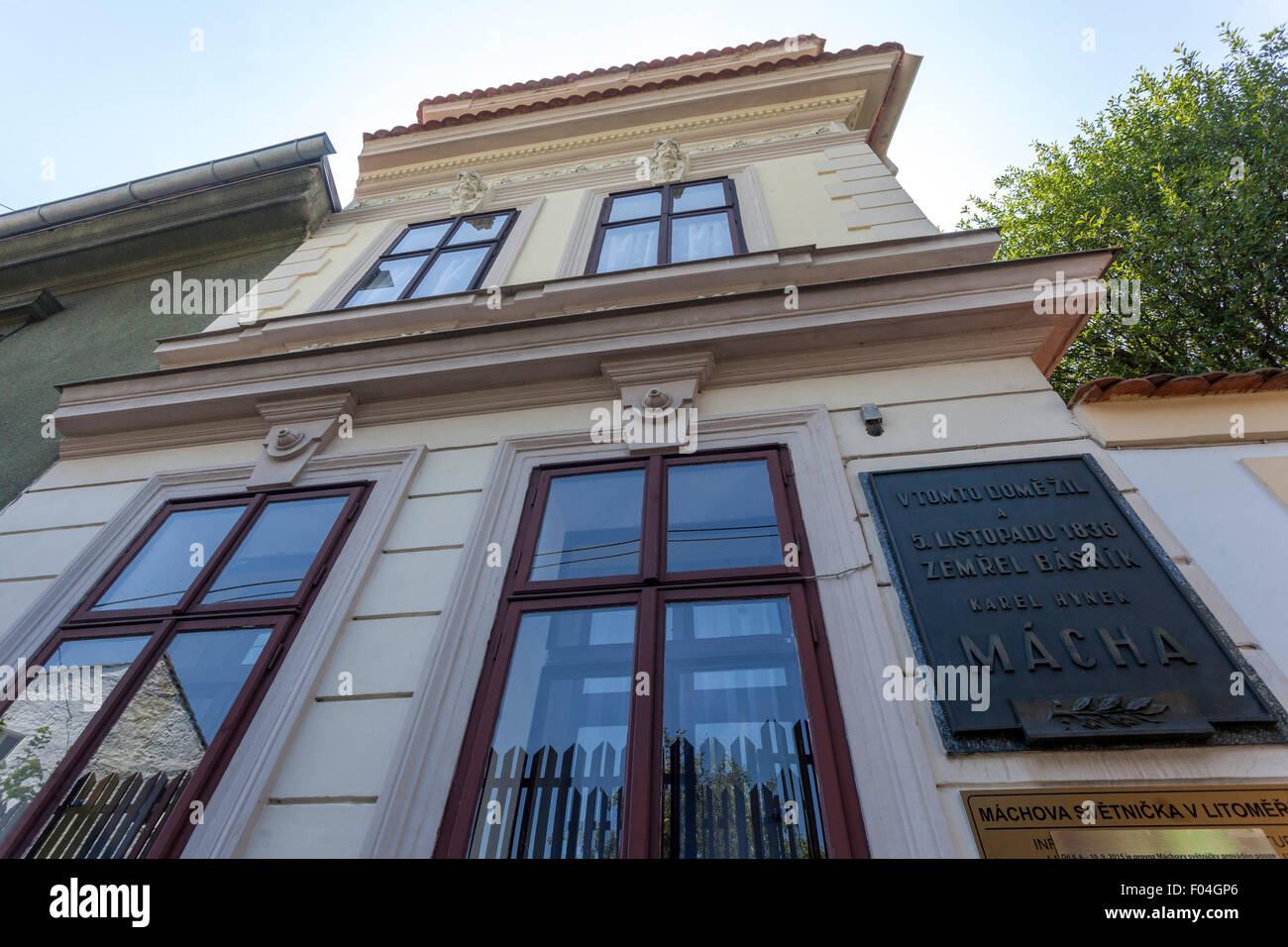 The house where he lived Karel Hynek Macha, Litomerice, Northern Bohemia, Czech Republic Stock Photo