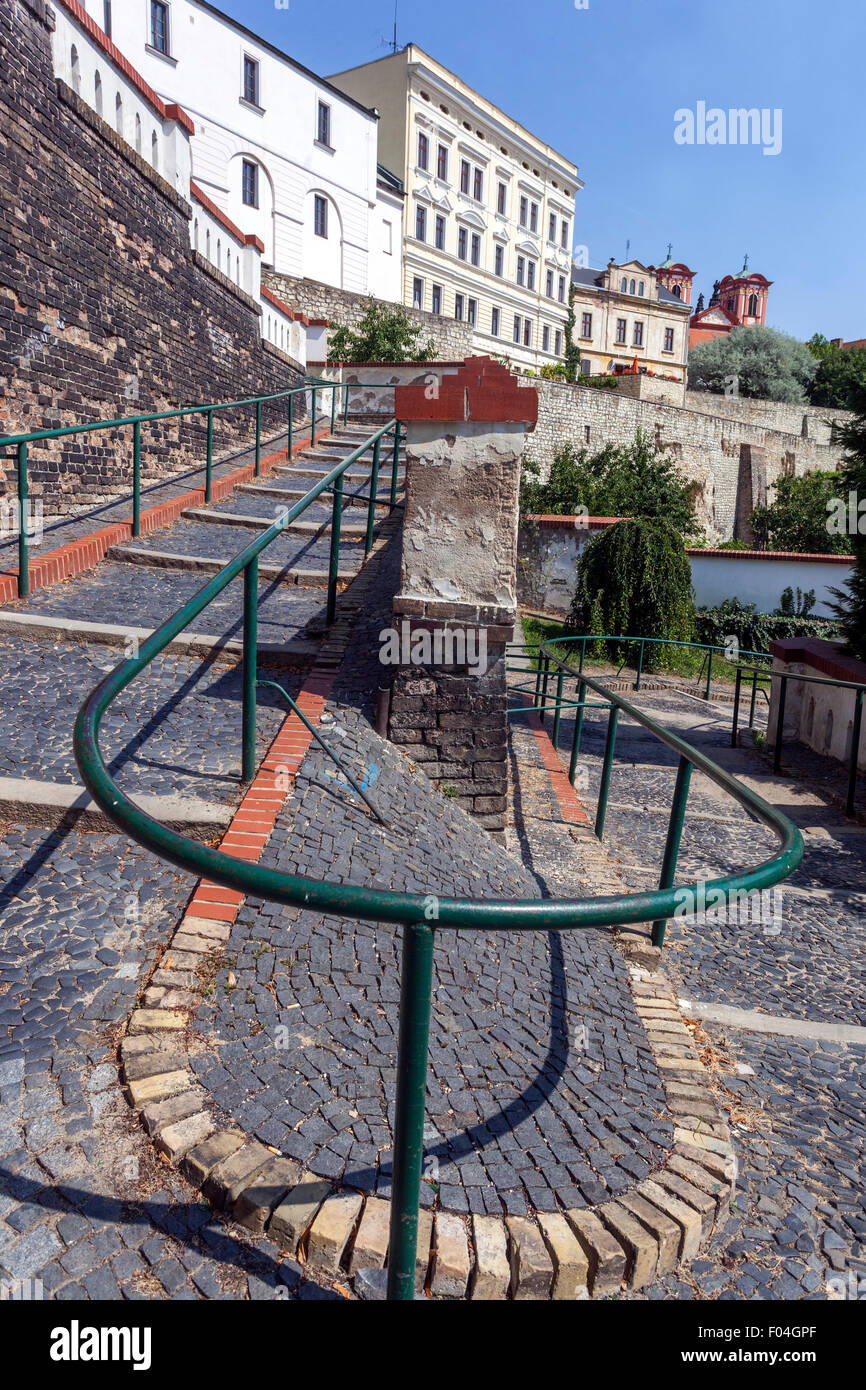 Stairs Karel Hynek Macha, Litomerice, Northern Bohemia, Czech Republic Stock Photo