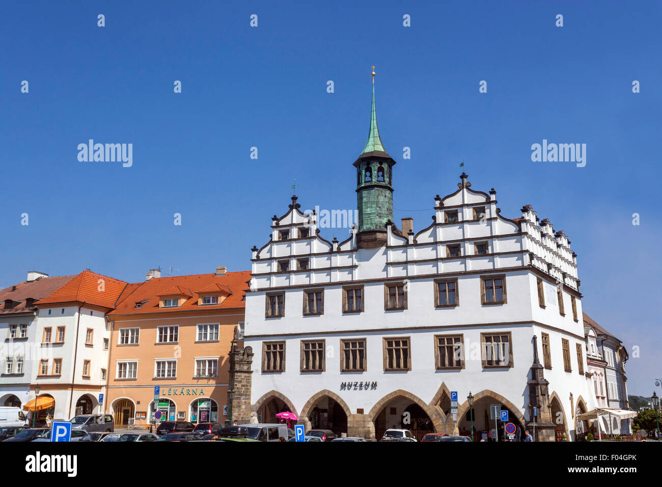 The former town hall on the main square, Litomerice, Northern Bohemia, Czech Republic Stock Photo