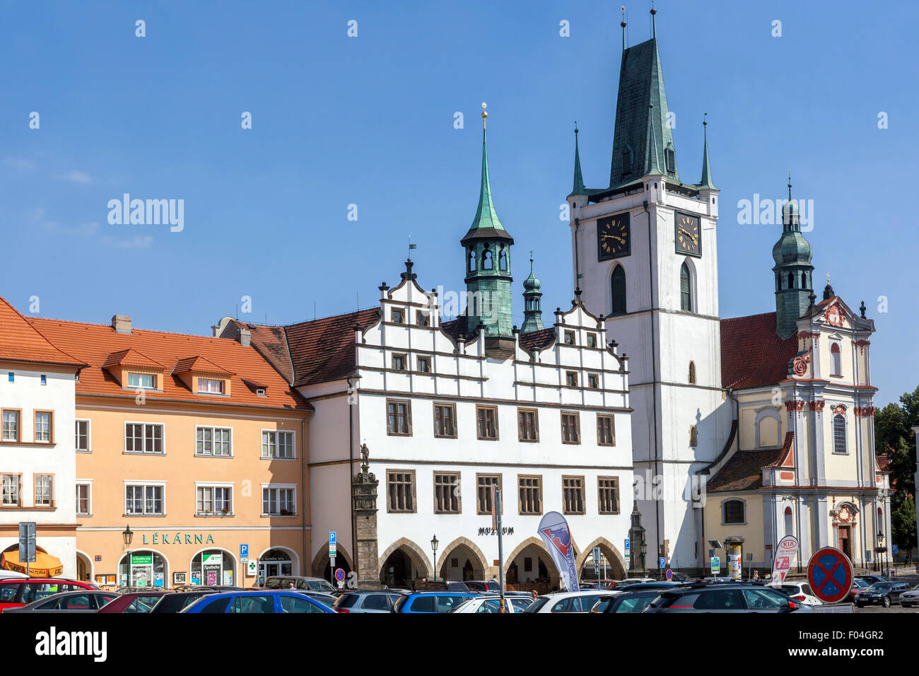 Litomerice Czech Republic The former town hall on the main square, Northern Bohemia Stock Photo