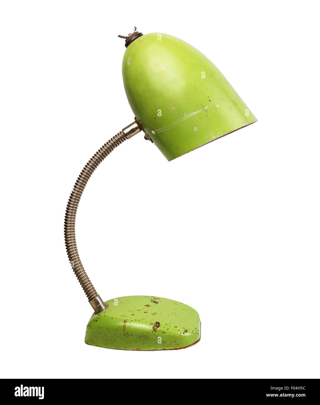 Retro green desk lamp, isolated on white Stock Photo
