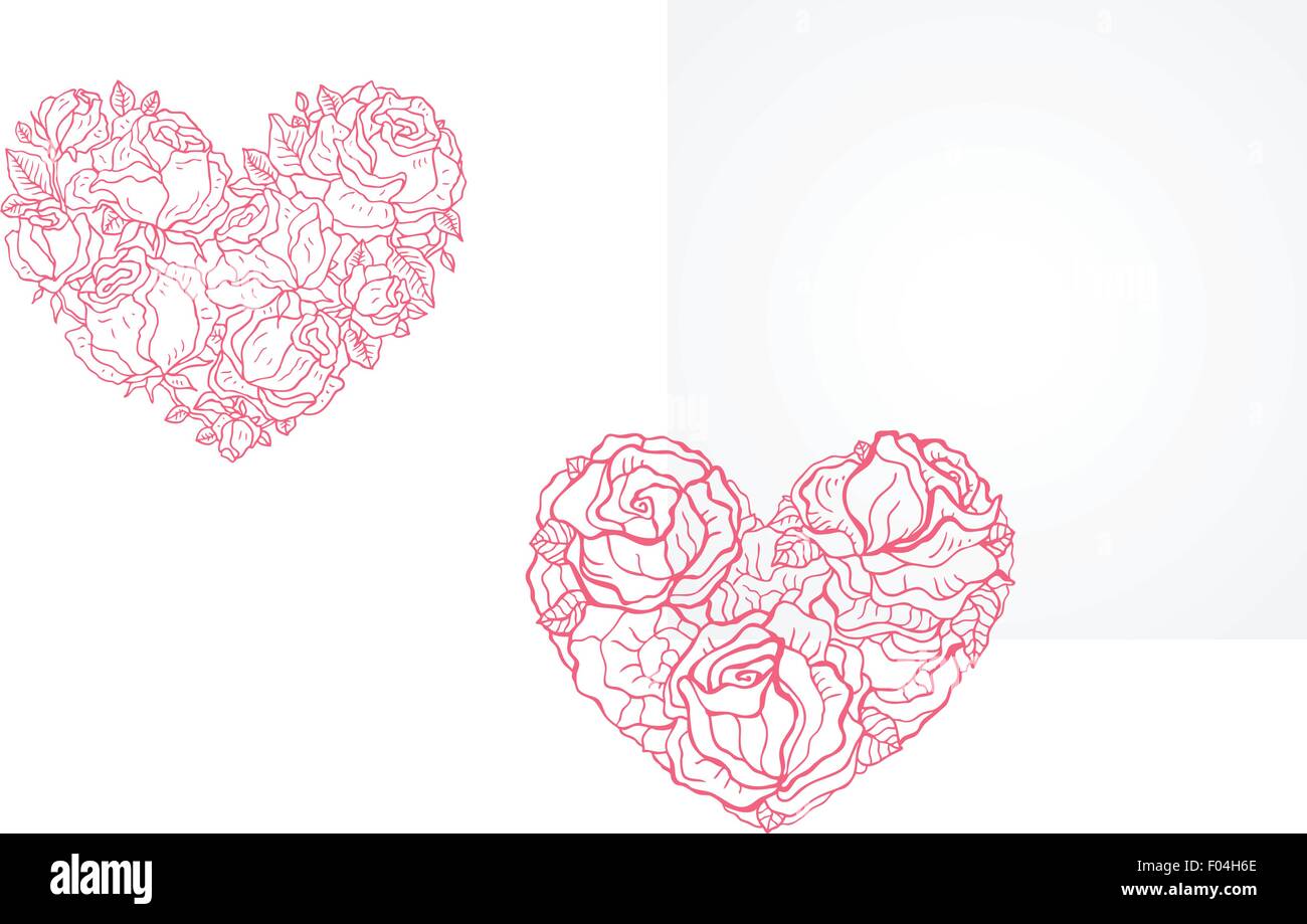 Heart of flowers roses Stock Vector Image & Art - Alamy