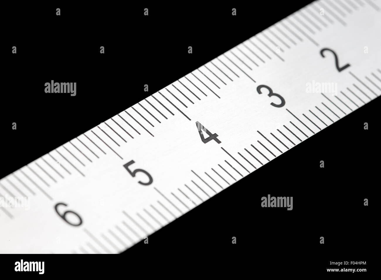 Metal ruler equipment at centimeter Stock Photo