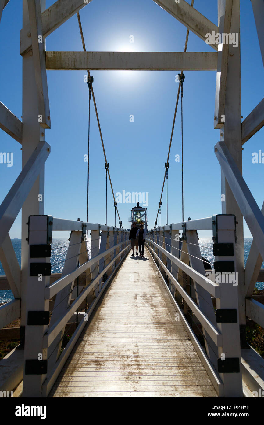 Suspension bridge to Point Bonita lighthouse in Marin, California Stock Photo