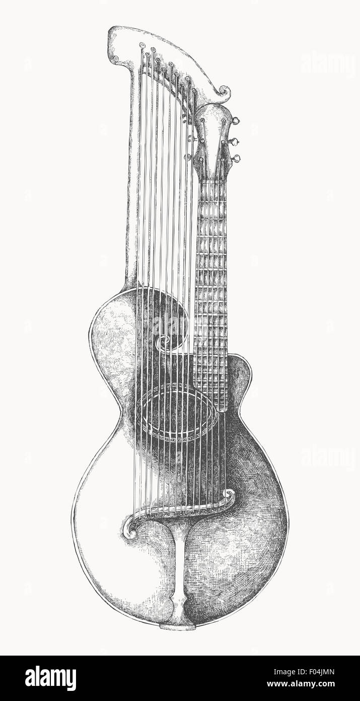 Harp guitar music instrument Stock Photo Alamy
