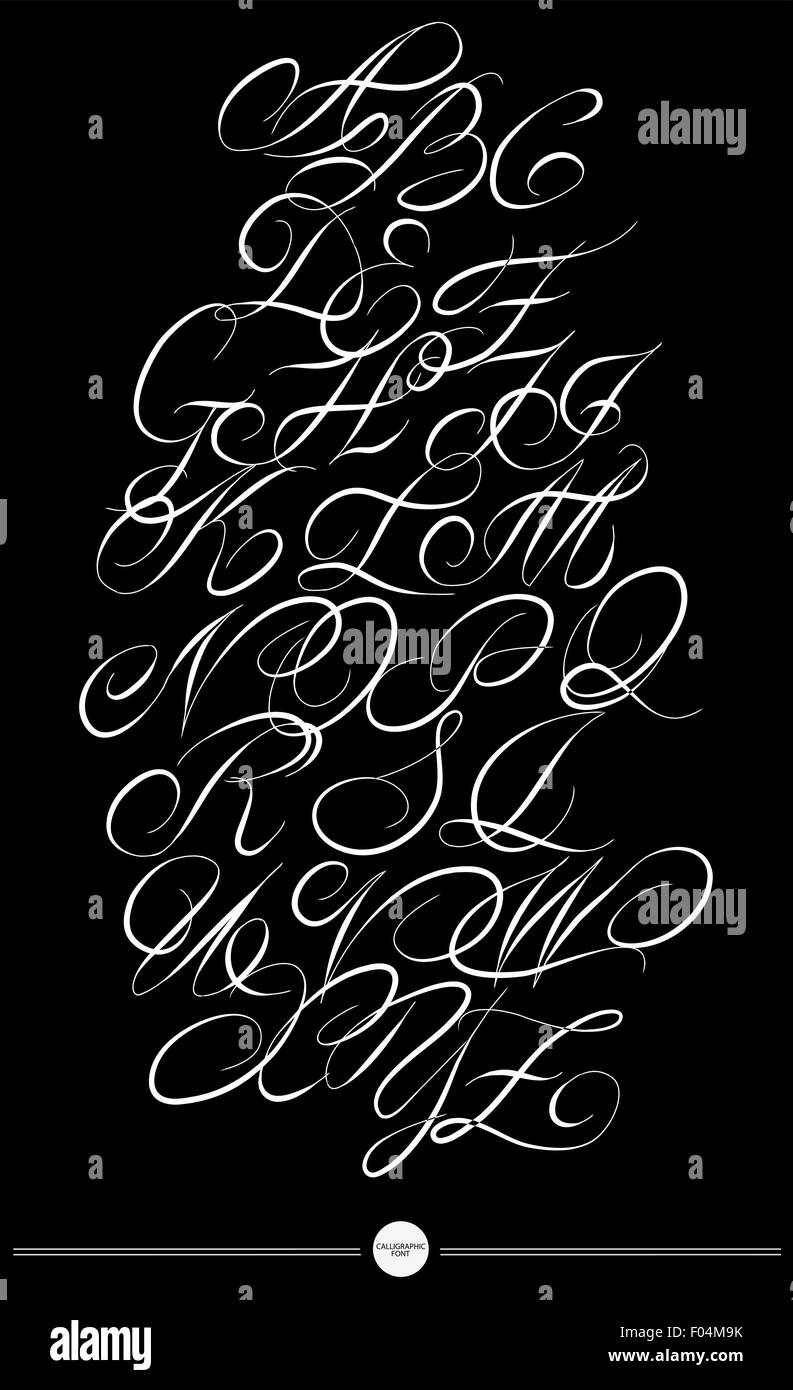 Alphabet cursive capital Black and White Stock Photos & Images - Alamy